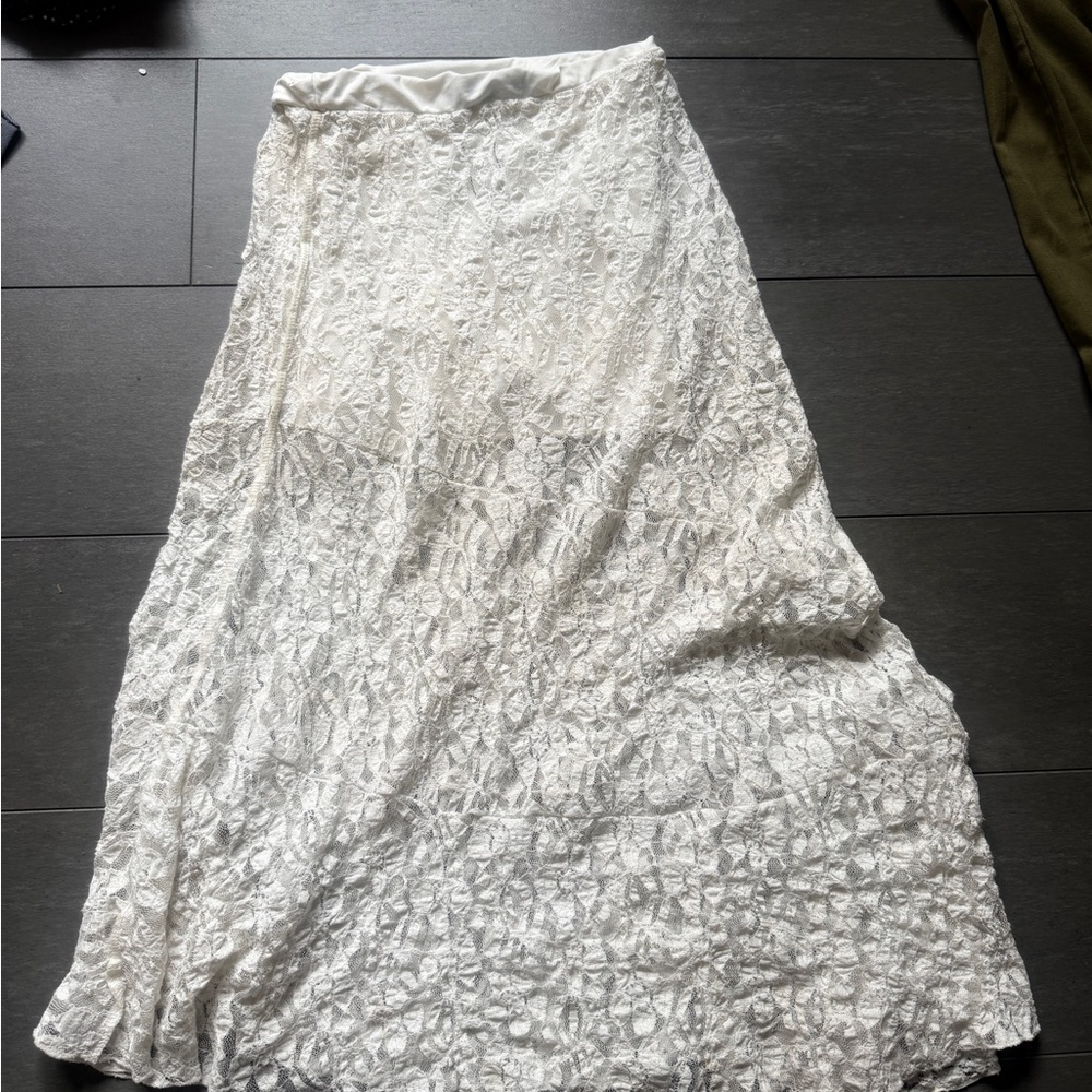 Edikted White Lace Maxi Skirt